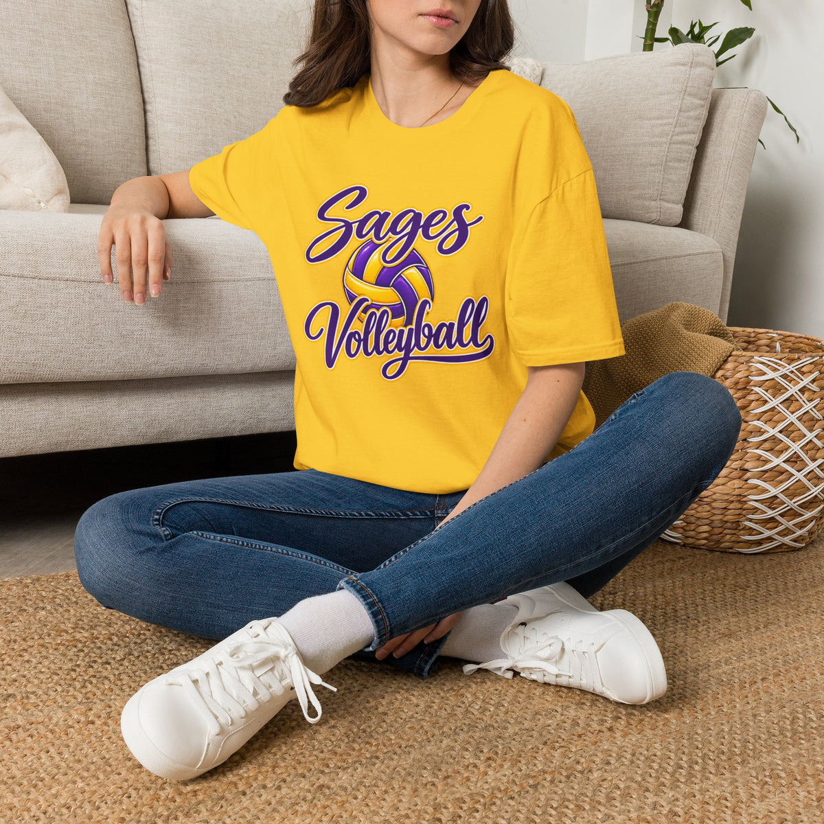 Sages Volleyball T-Shirt — Purple & Gold Team Tee