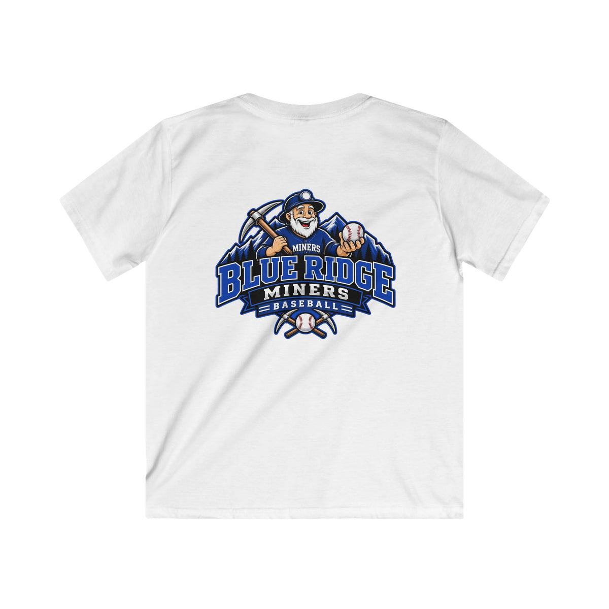 YOUTH Miners Graphic T-Shirt - Miners Logo on Front, Mascot Design on Back