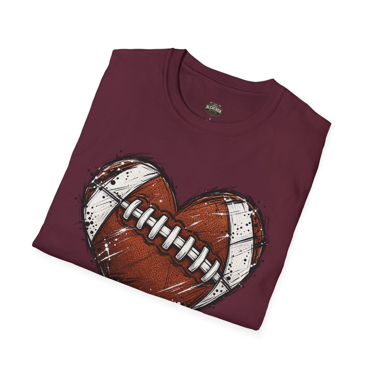 Football Heart Graphic T-Shirt — Vintage Grunge Sports Tee