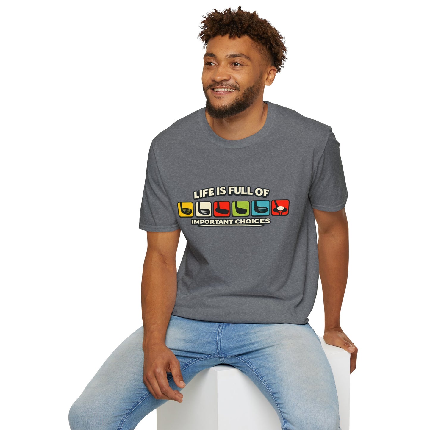 T‑Shirt — "Life Is Full Of Important Choices" Retro Game Controller Graphic
