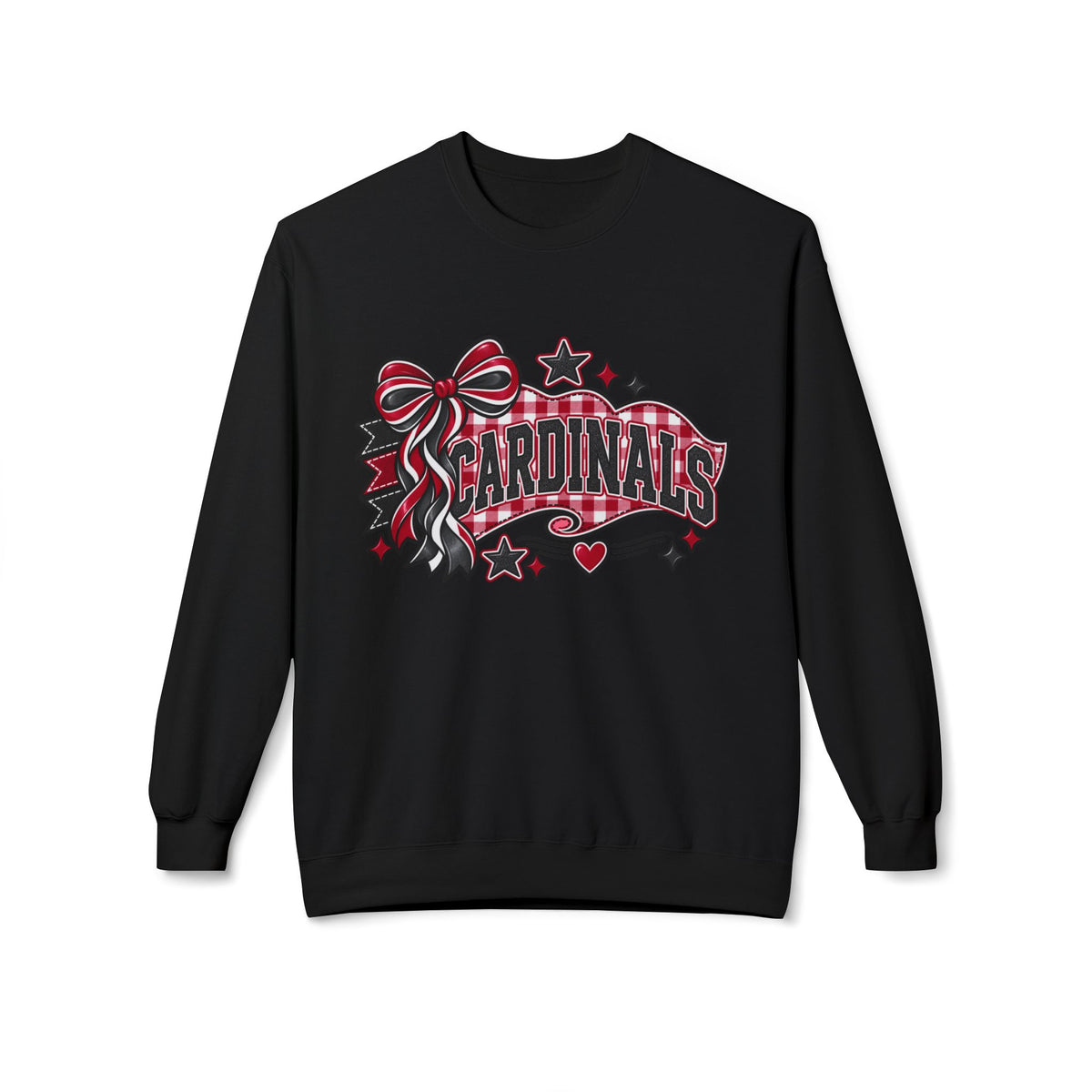 Cardinals Ribbon Crewneck Sweatshirt — Decorative Red & Black Team Graphic