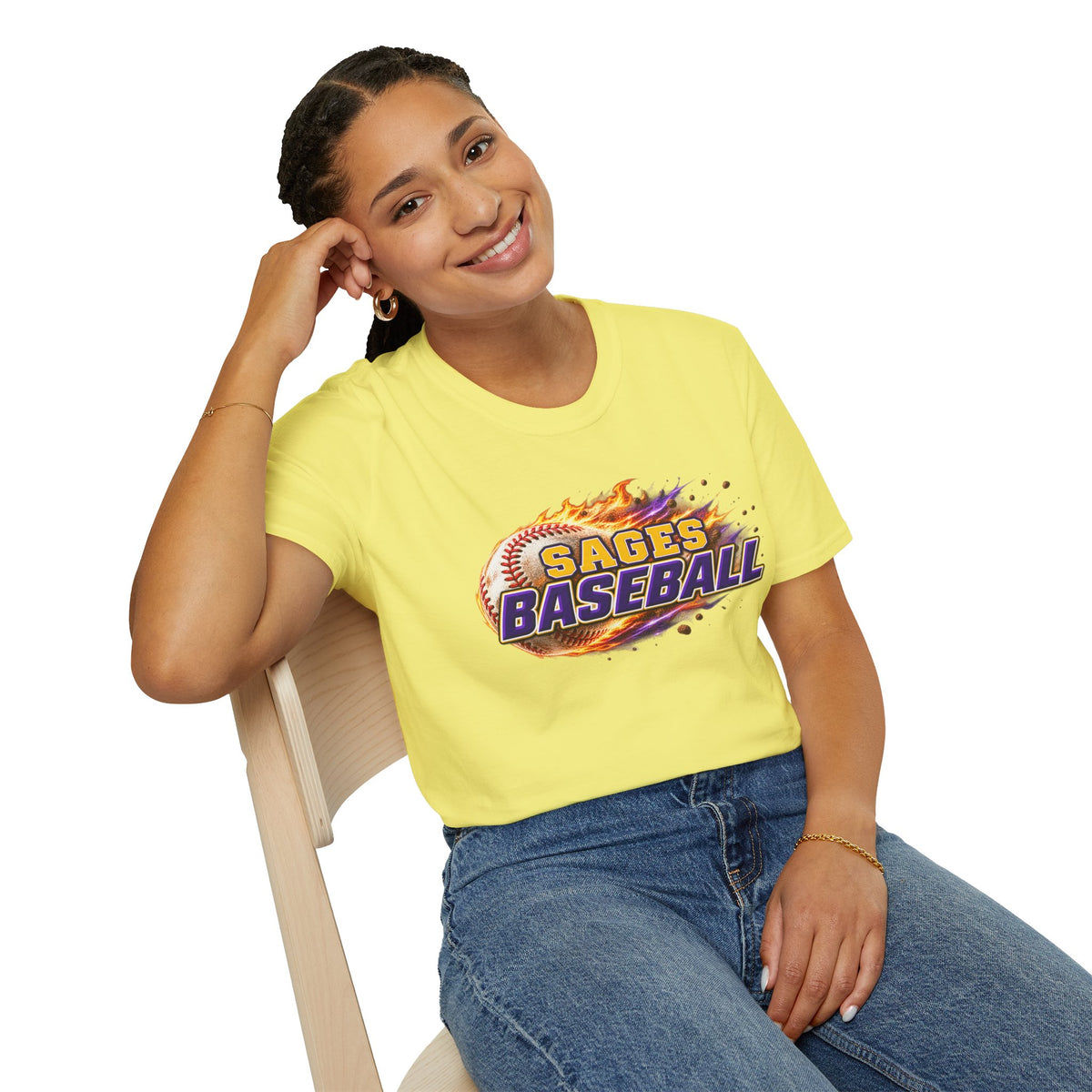 Sages Flaming Baseball T-Shirt — Flaming Baseball Team Tee