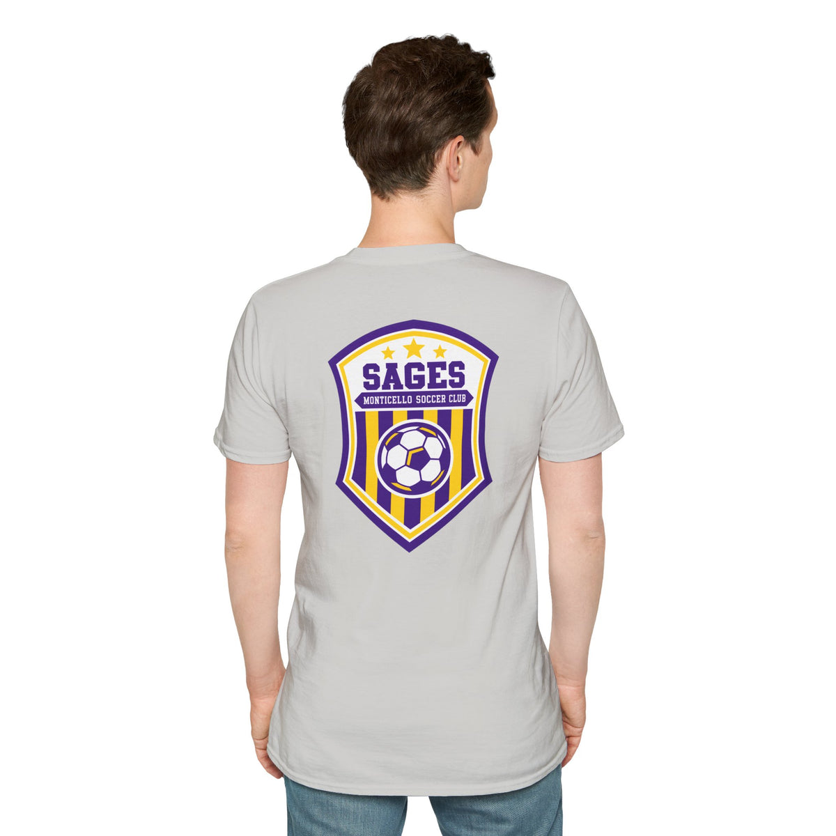 Monticello Soccer Club T-Shirt — Minimal Chest Logo With Crest On Back