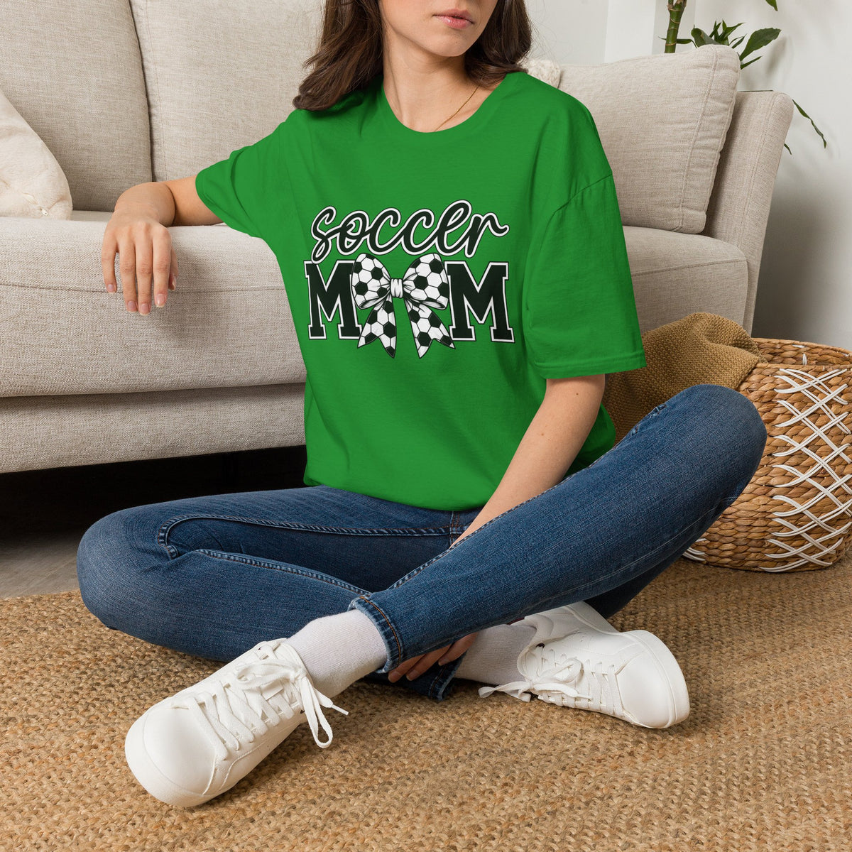 Soccer Mom T-Shirt — Leopard Bow Soccer Ball Design