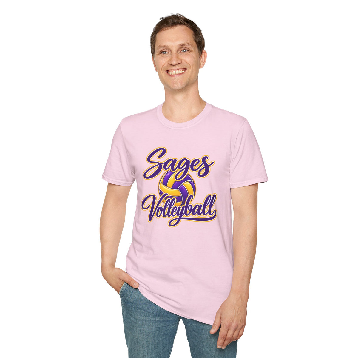Sages Volleyball T-Shirt — Purple & Gold Team Tee