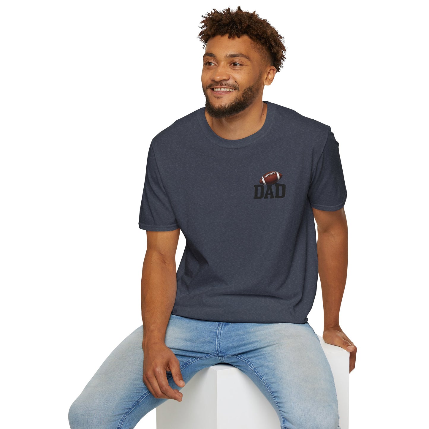 Football Dad T‑Shirt — 'DAD' with Football Chest Print