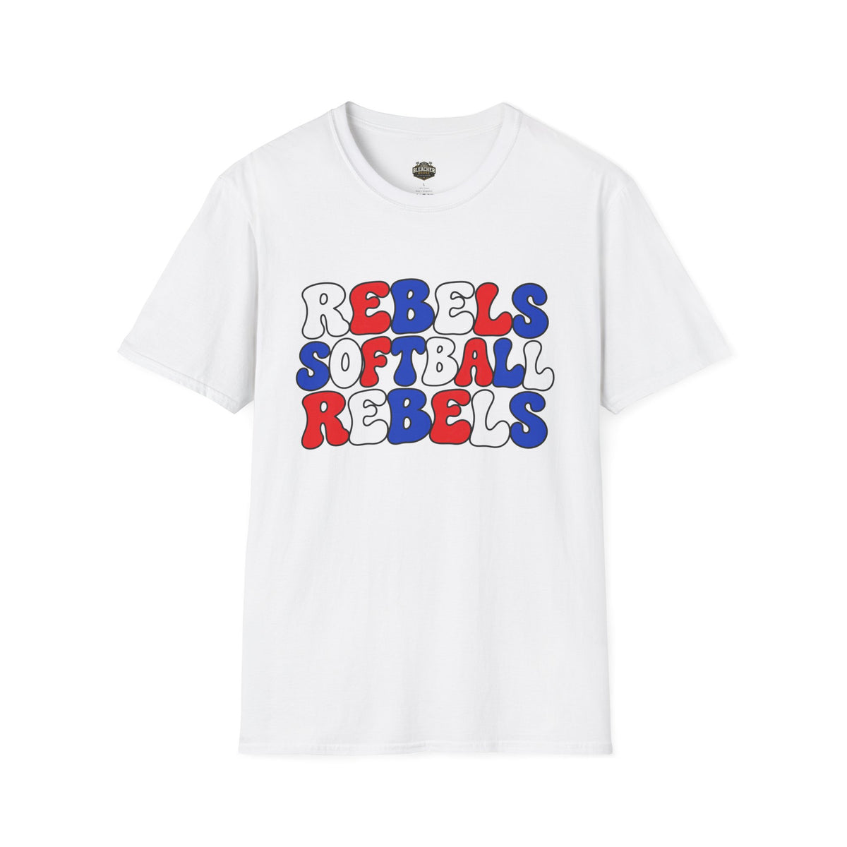 Rebels Softball Graphic T-Shirt — Retro Red & Blue Team Tee