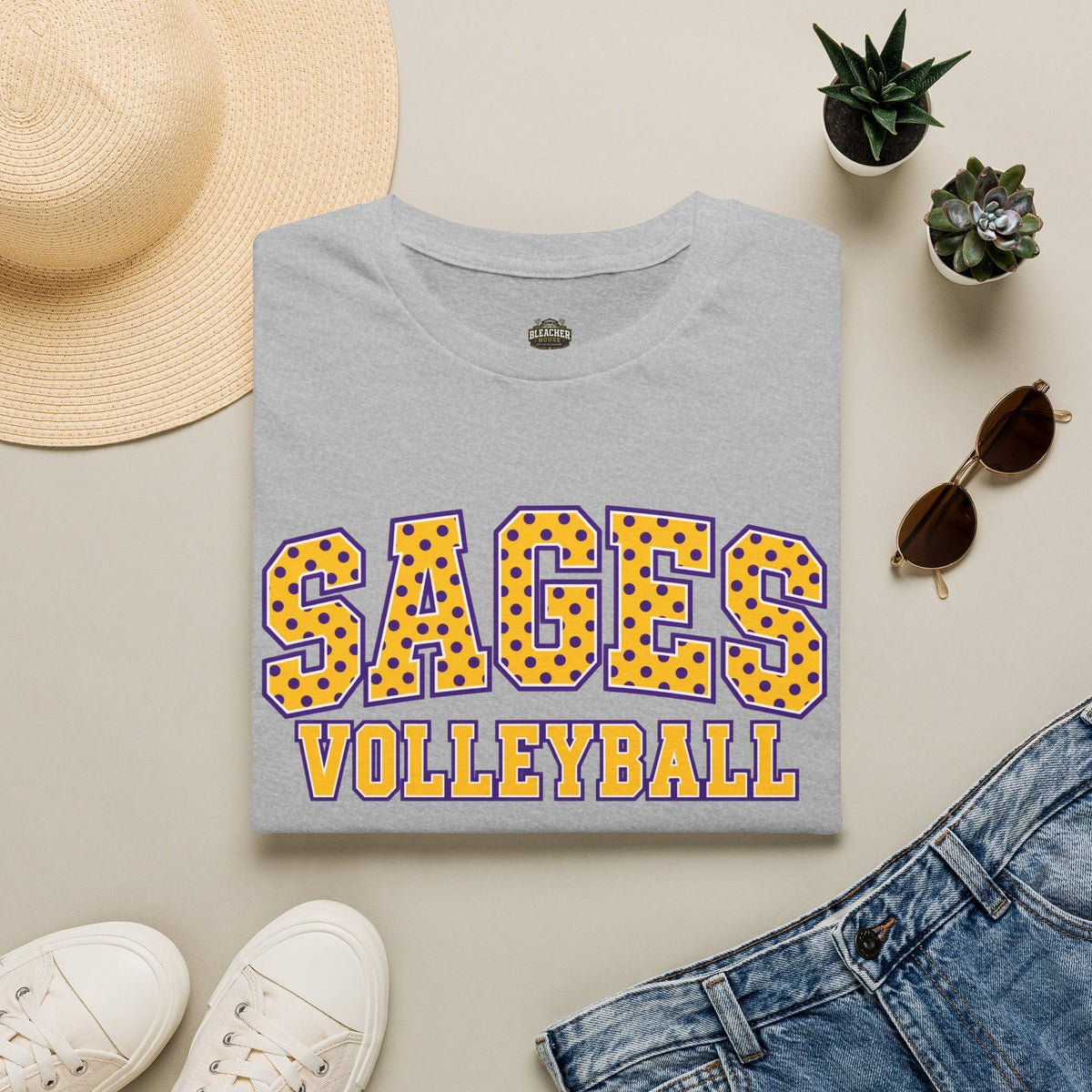 Sages Volleyball Team T‑Shirt — Retro Polka Dot Varsity Tee