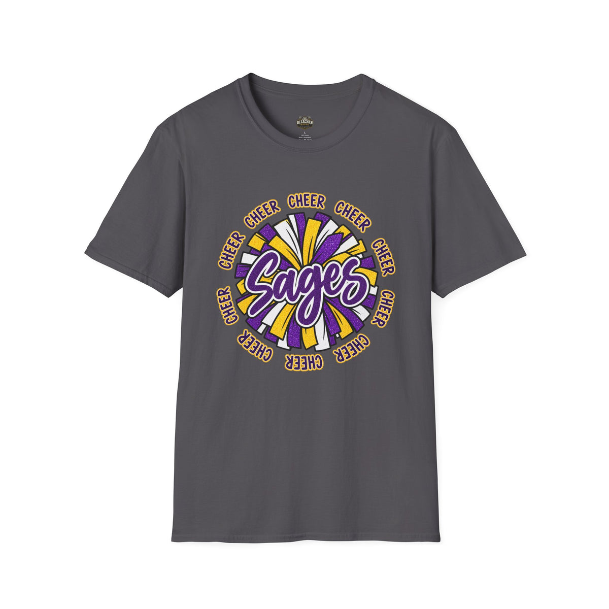 Sages Cheer T-Shirt — Purple & Gold Pom Design