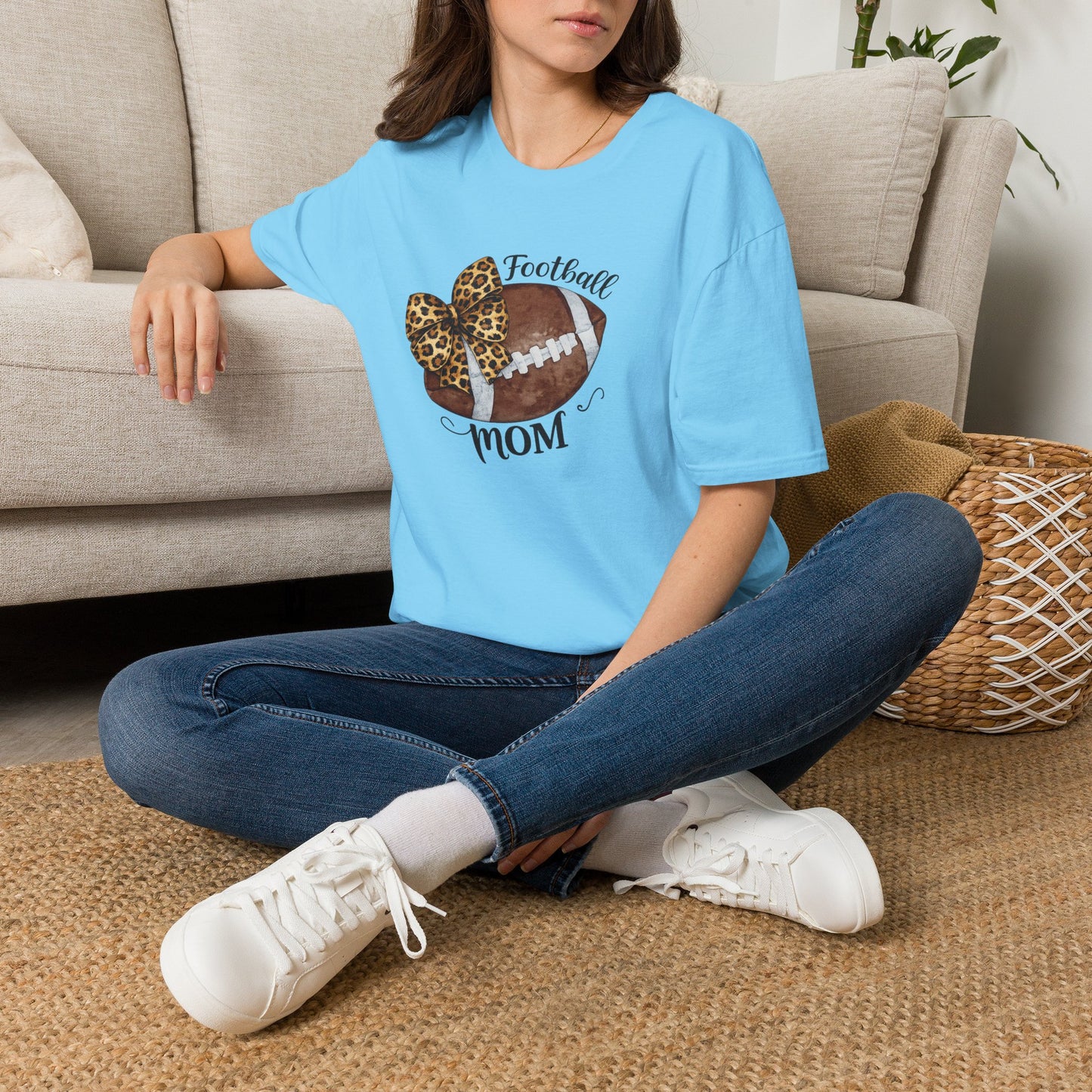 Football Mom T-Shirt — Leopard Bow Game Day Tee