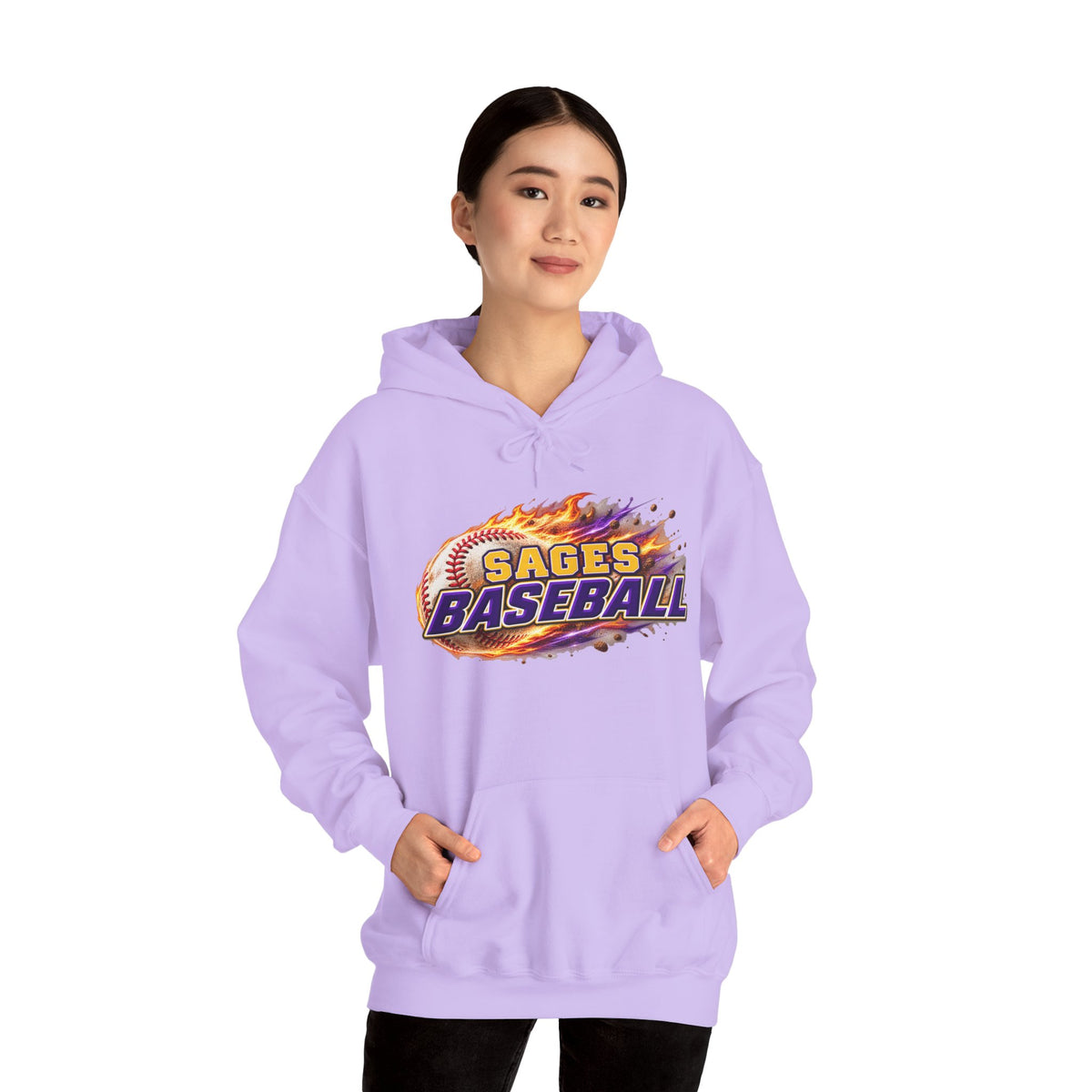 Sages Flaming Baseball Hoodie - Team Sweatshirt