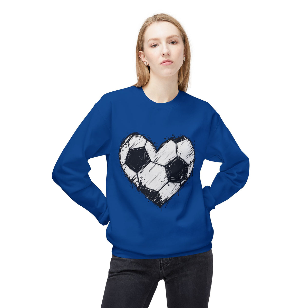 Soccer Heart Crewneck Sweatshirt – Distressed Sketch Football Graphic
