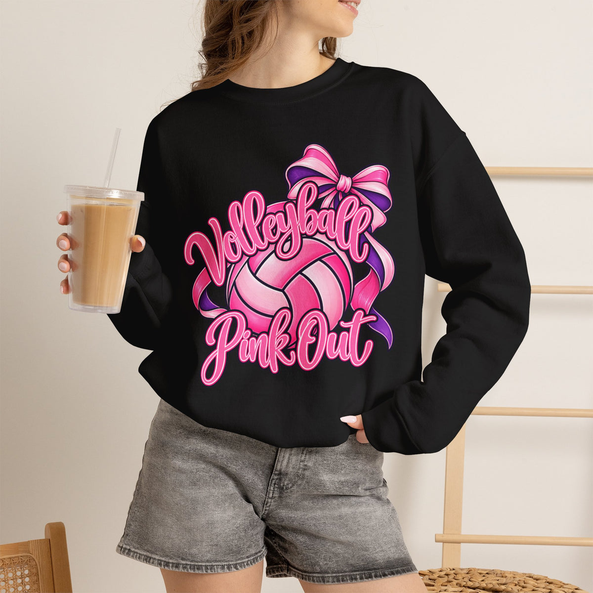 Volleyball Pink Out Crewneck Sweatshirt