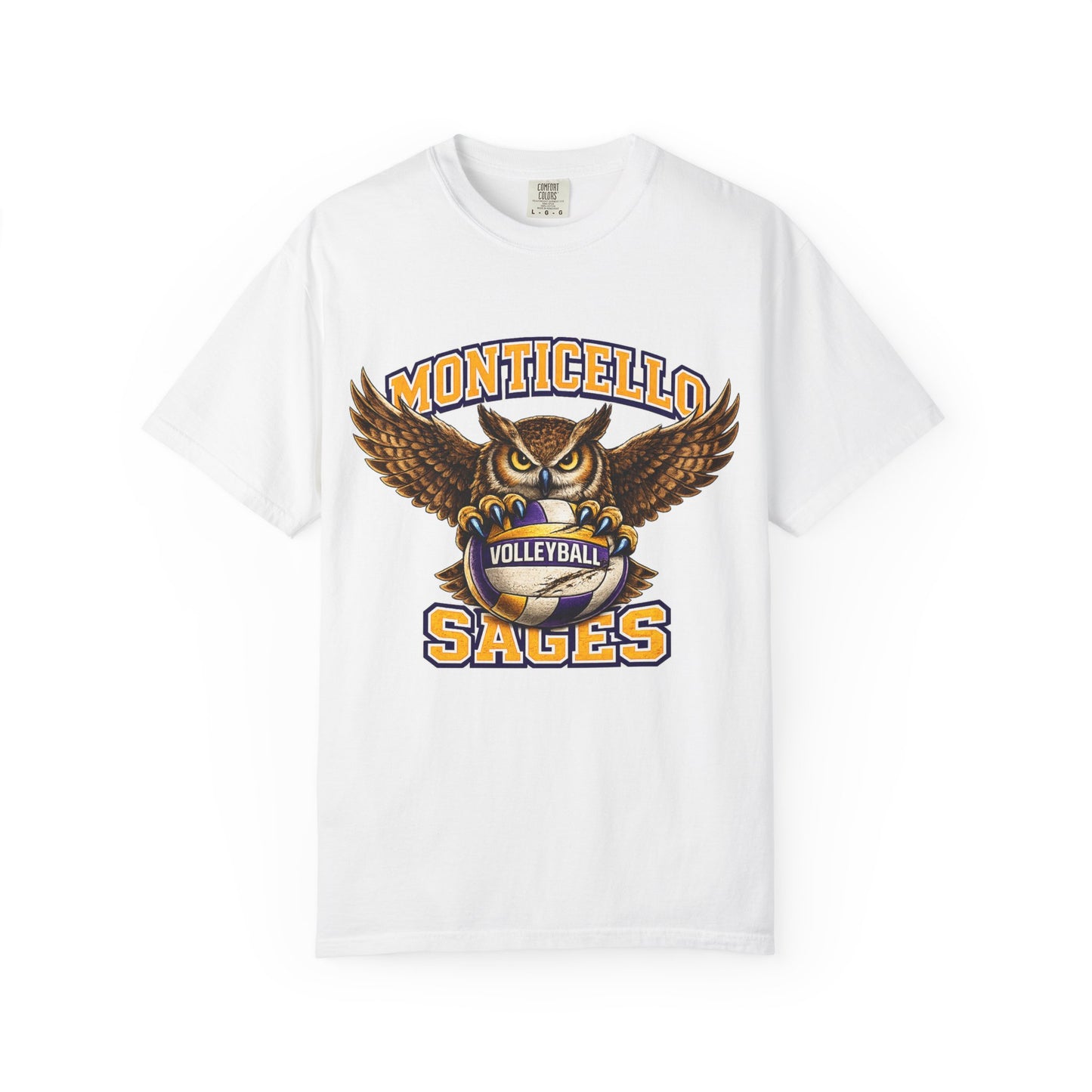 Monticello Sages Volleyball T-Shirt — Vintage Owl & Wings Team Tee