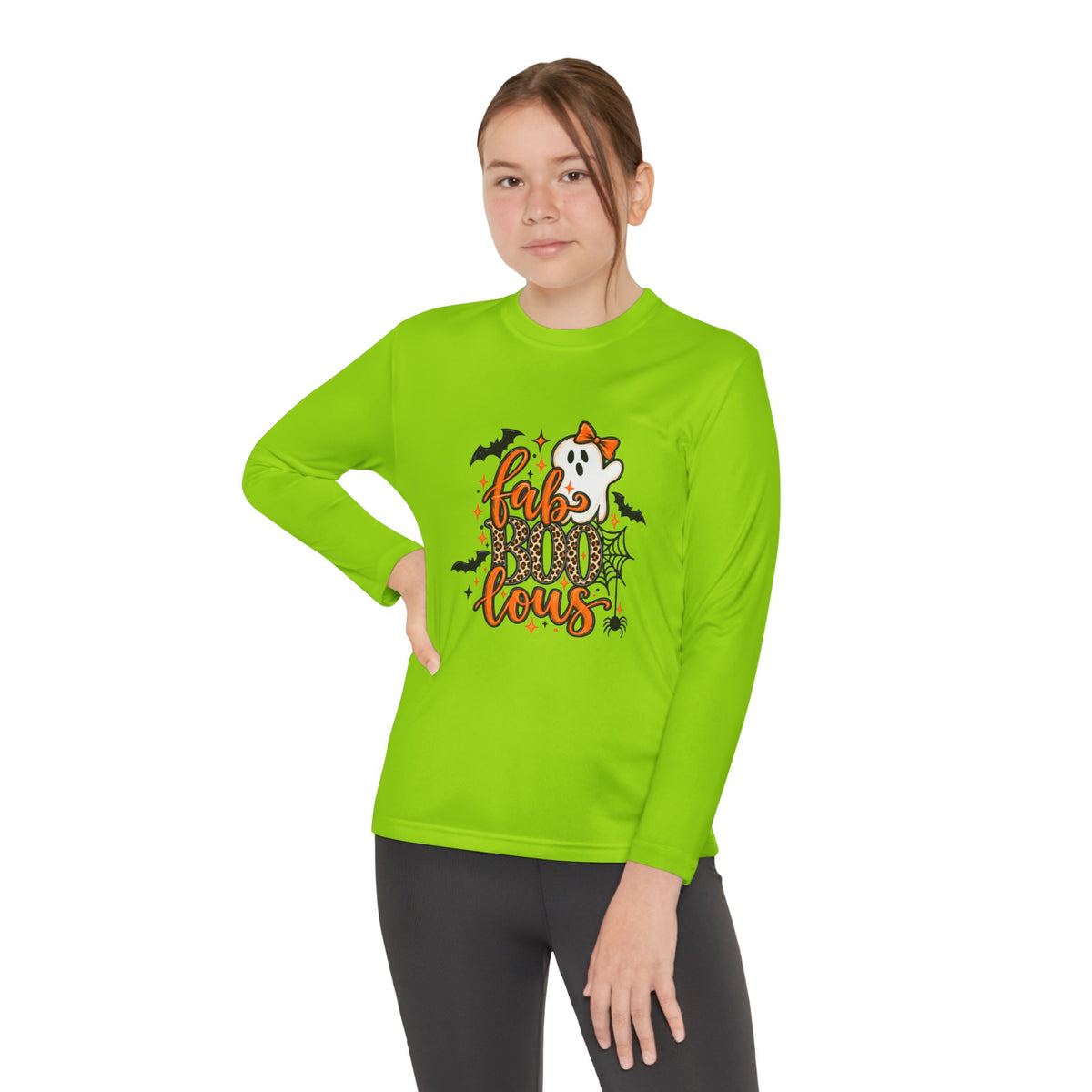 Youth Long Sleeve Tee - "Fab BOO Lous" Halloween Ghost Design