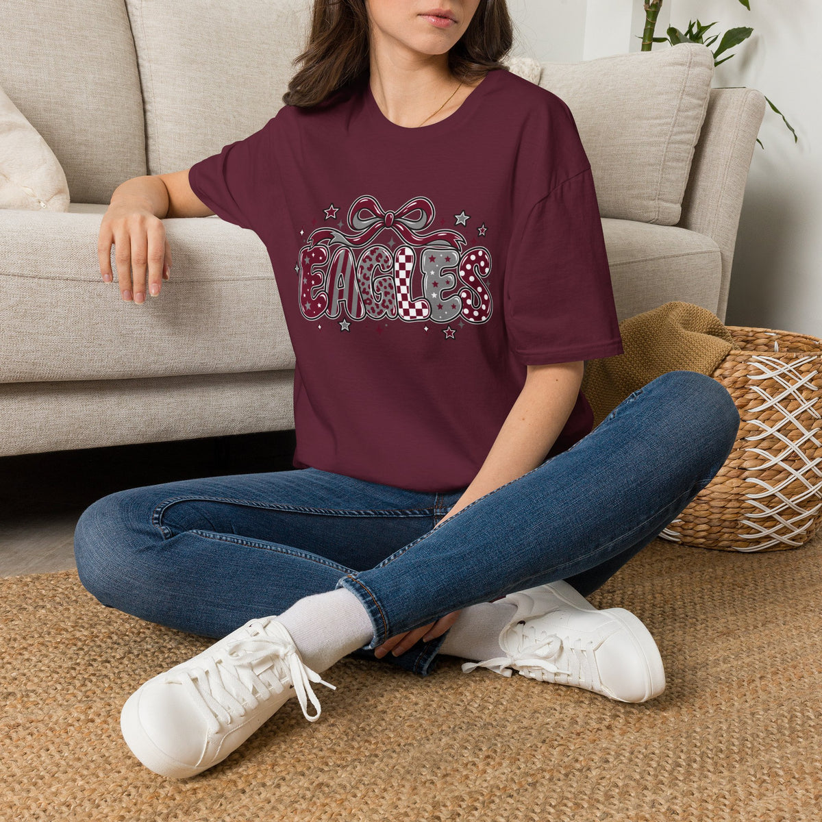 Eagles T-Shirt — Retro Bow & Stars Spirit Shirt