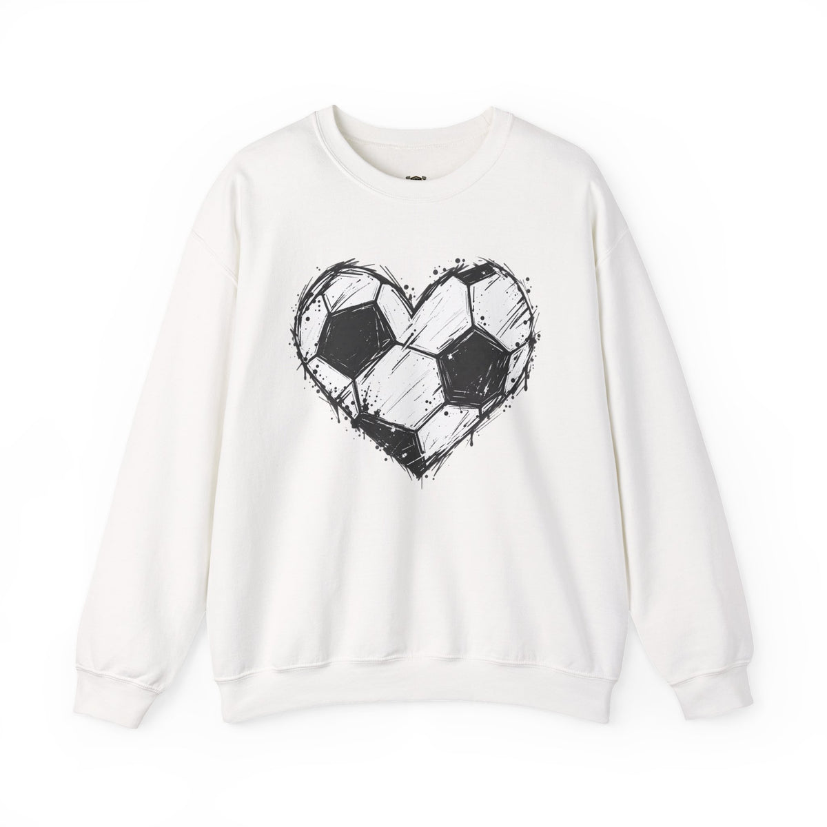 Soccer Heart Crewneck Sweatshirt — Grunge Soccer Ball Graphic