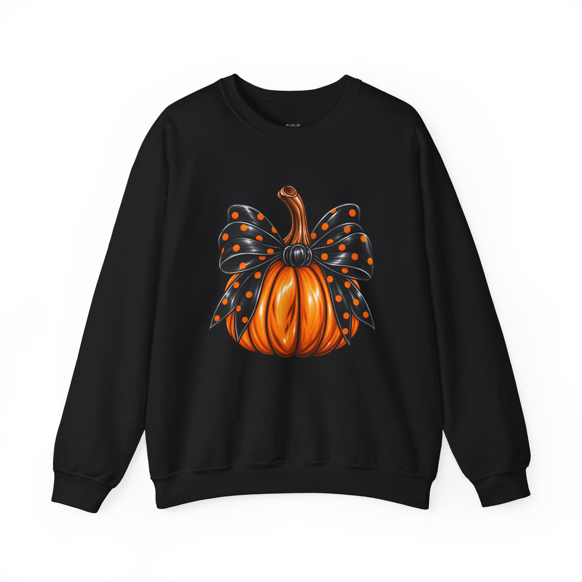 Pumpkin Bow Crewneck Sweatshirt — Cute Halloween Pumpkin Graphic
