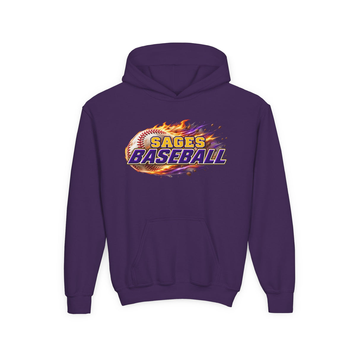 YOUTH Sages Flaming Baseball Hoodie - Team Spirit Hoodie