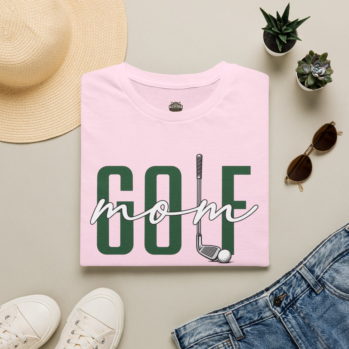 Golf Mom T-Shirt — ‘GOLF’ Script Logo with Club & Ball