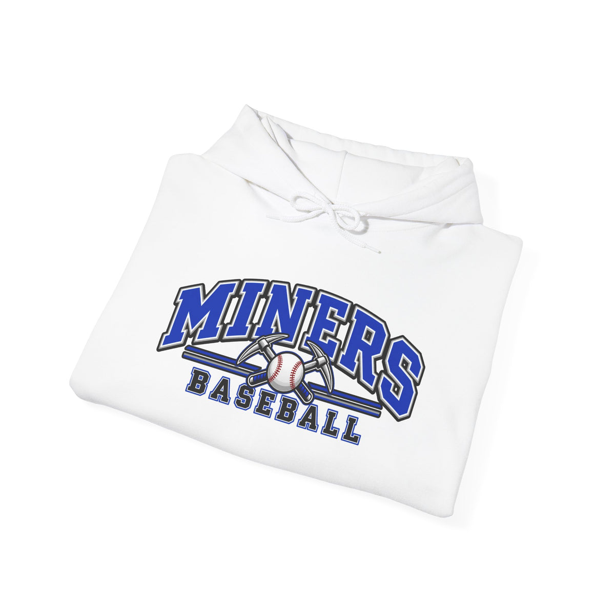Miners Baseball Hoodie — Pickaxe Cross Logo Graphic