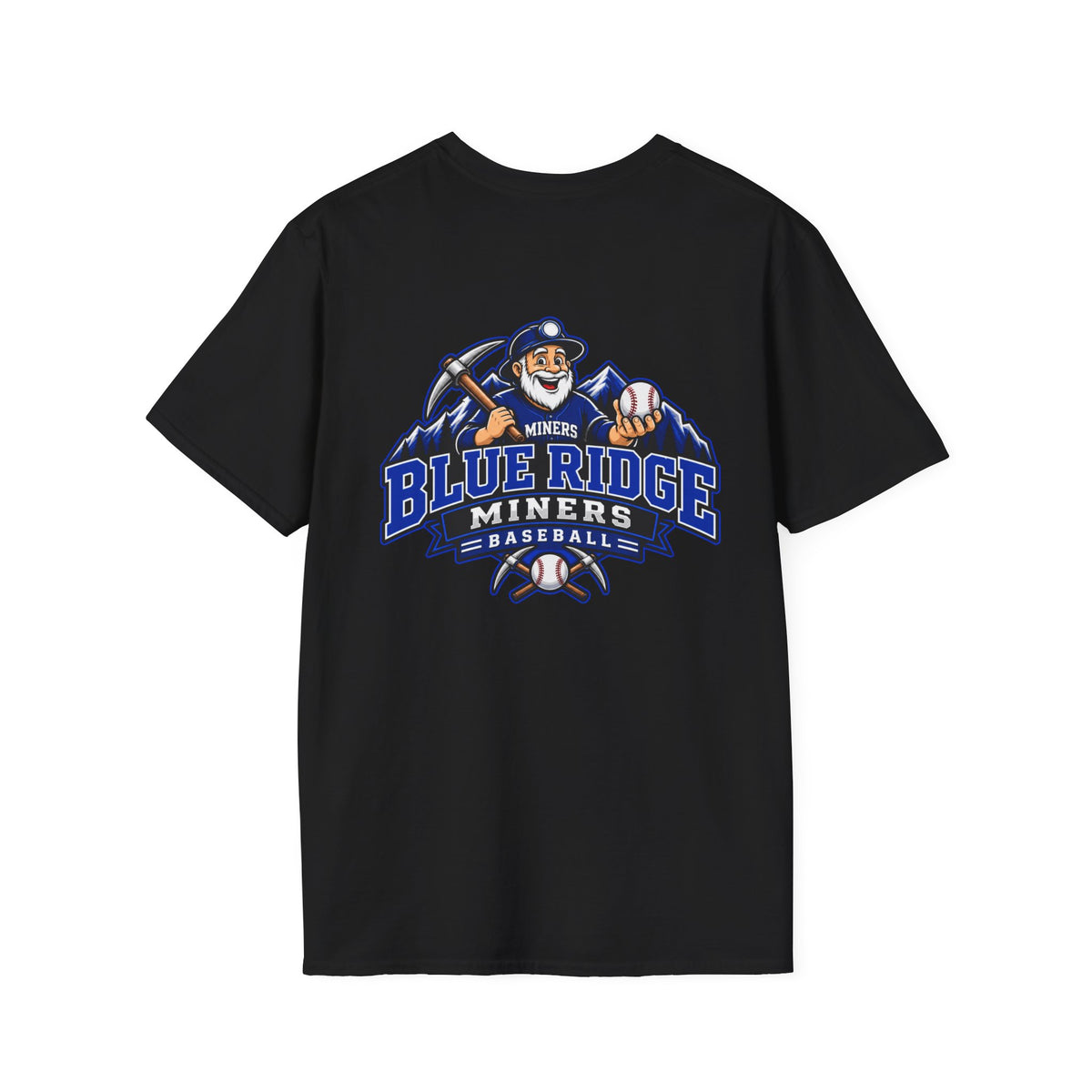 Miners Graphic T-Shirt - Miners Logo on Front, Mascot Design on Back
