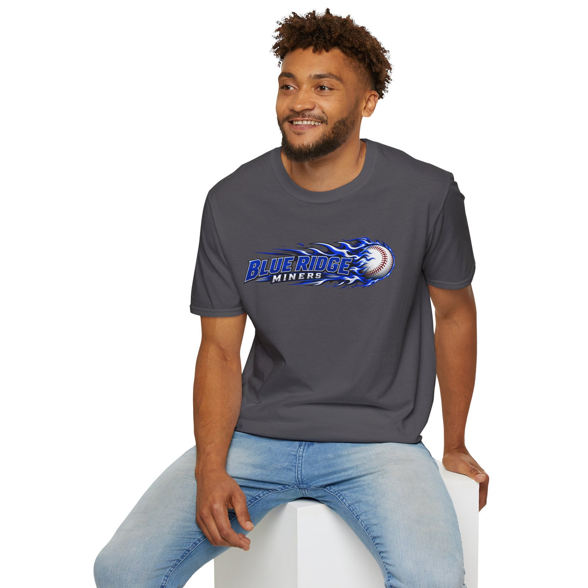 Blue Ridge Miners Flaming Baseball T-Shirt – Flaming Ball Softstyle Tee