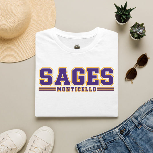 Sages Monticello Crew T‑Shirt — Classic Collegiate School Spirit Tee