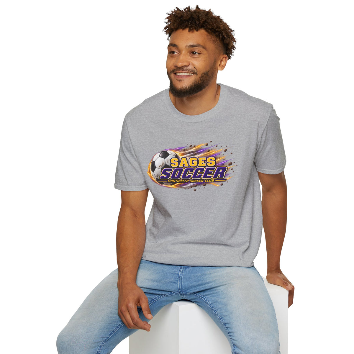 Monticello Soccer Club T Shirt - Flaming Soccer Ball