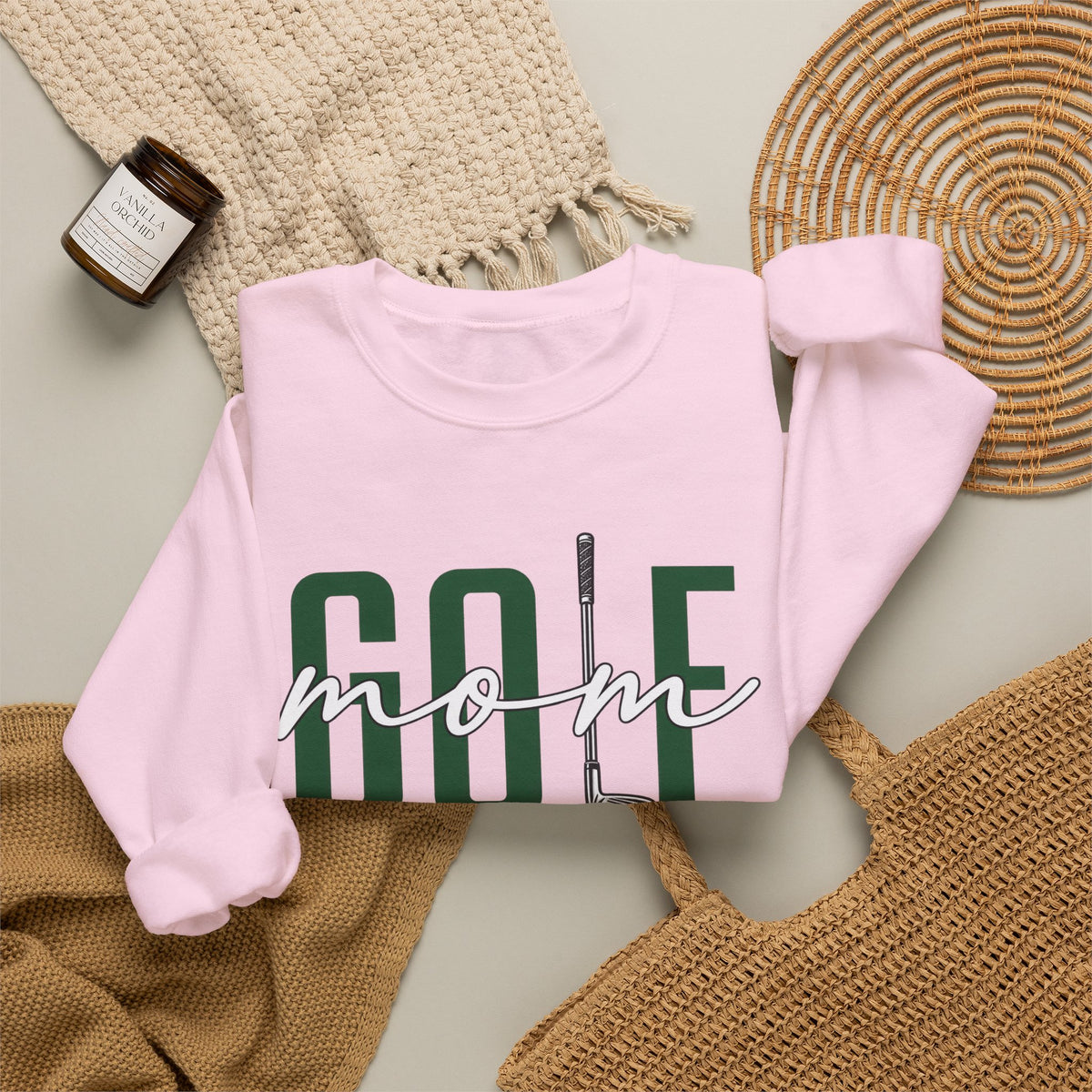 Golf Mom Crewneck Sweatshirt — 'MOM Graphic with Ball