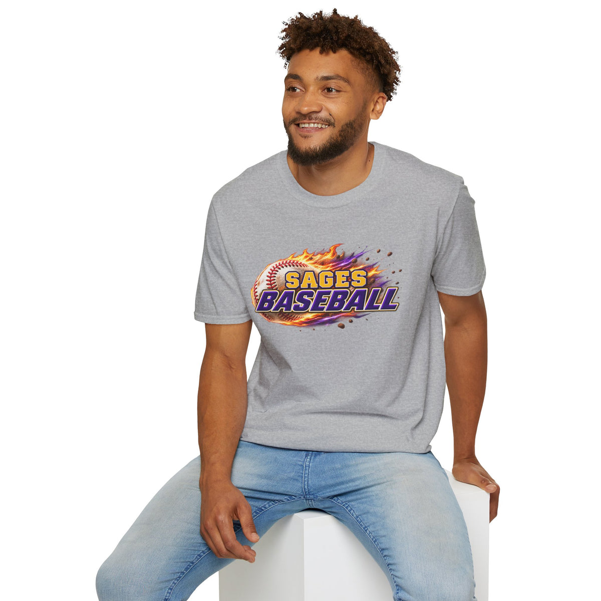 Sages Flaming Baseball T-Shirt — Flaming Baseball Team Tee