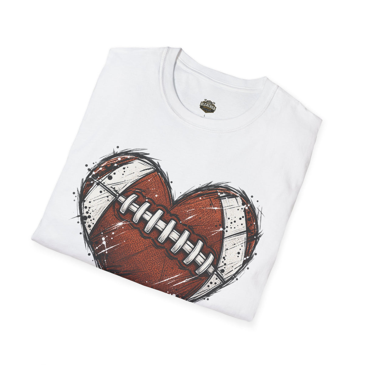 Football Heart Graphic T-Shirt — Vintage Grunge Sports Tee