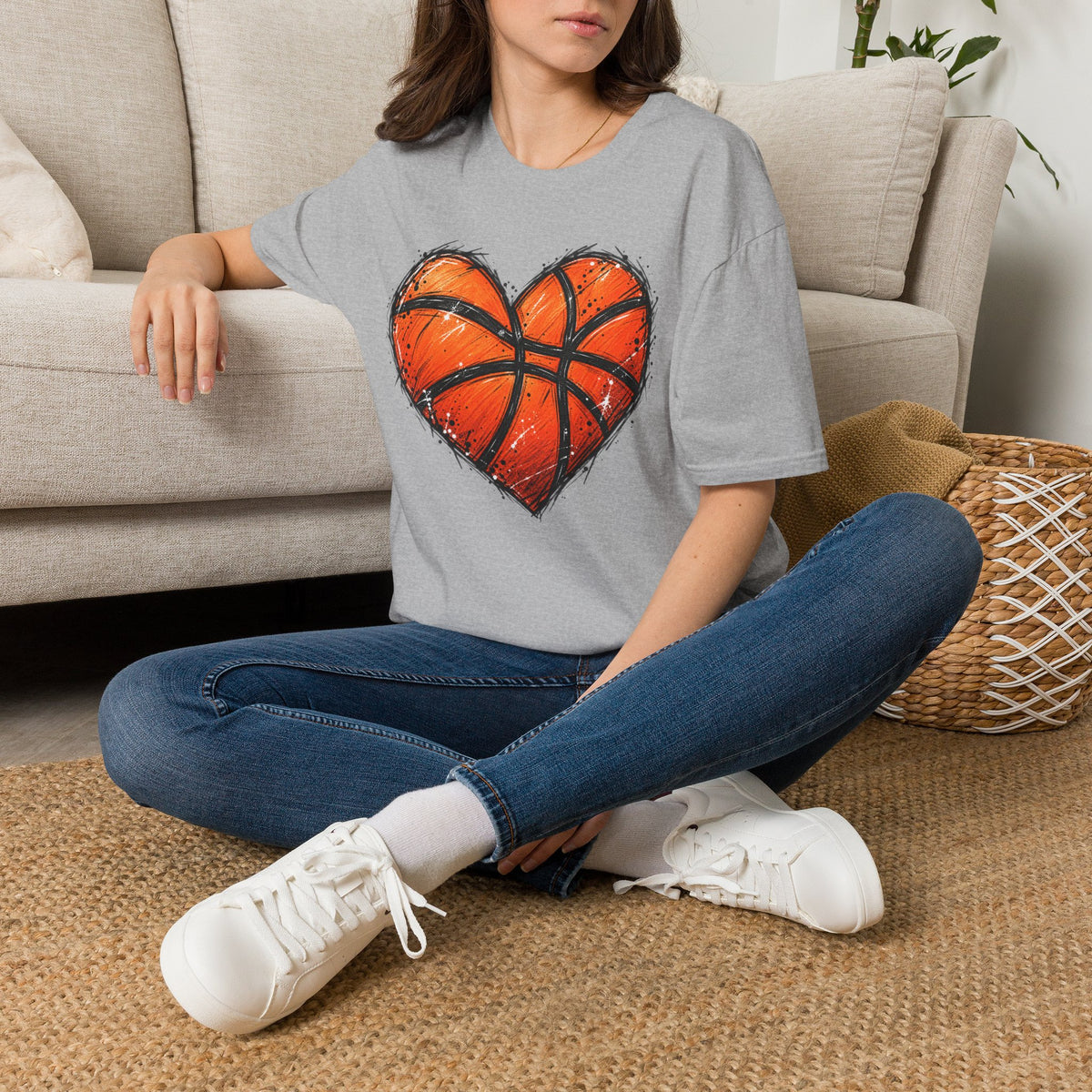 Basketball Heart T-Shirt — Athletic Love Tee for Players & Fans