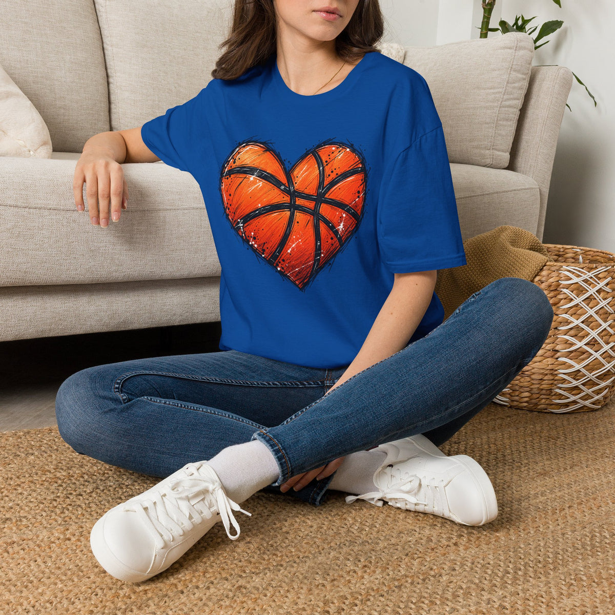 Basketball Heart T-Shirt — Athletic Love Tee for Players & Fans