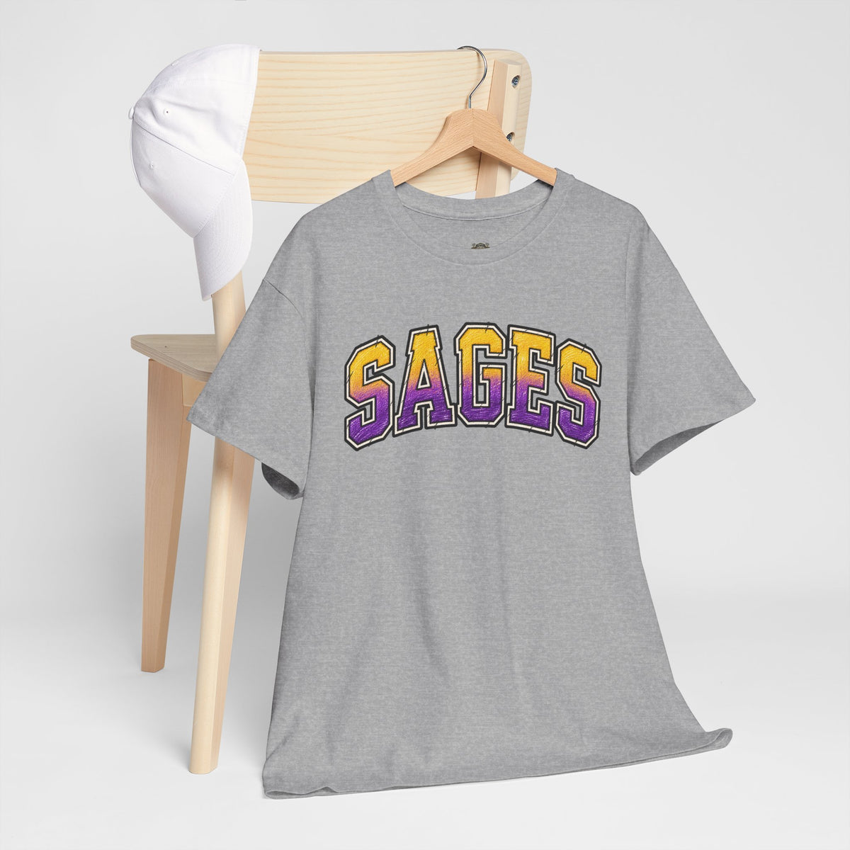 Sages Graphic T-Shirt — Collegiate Purple & Gold Lettering Tee