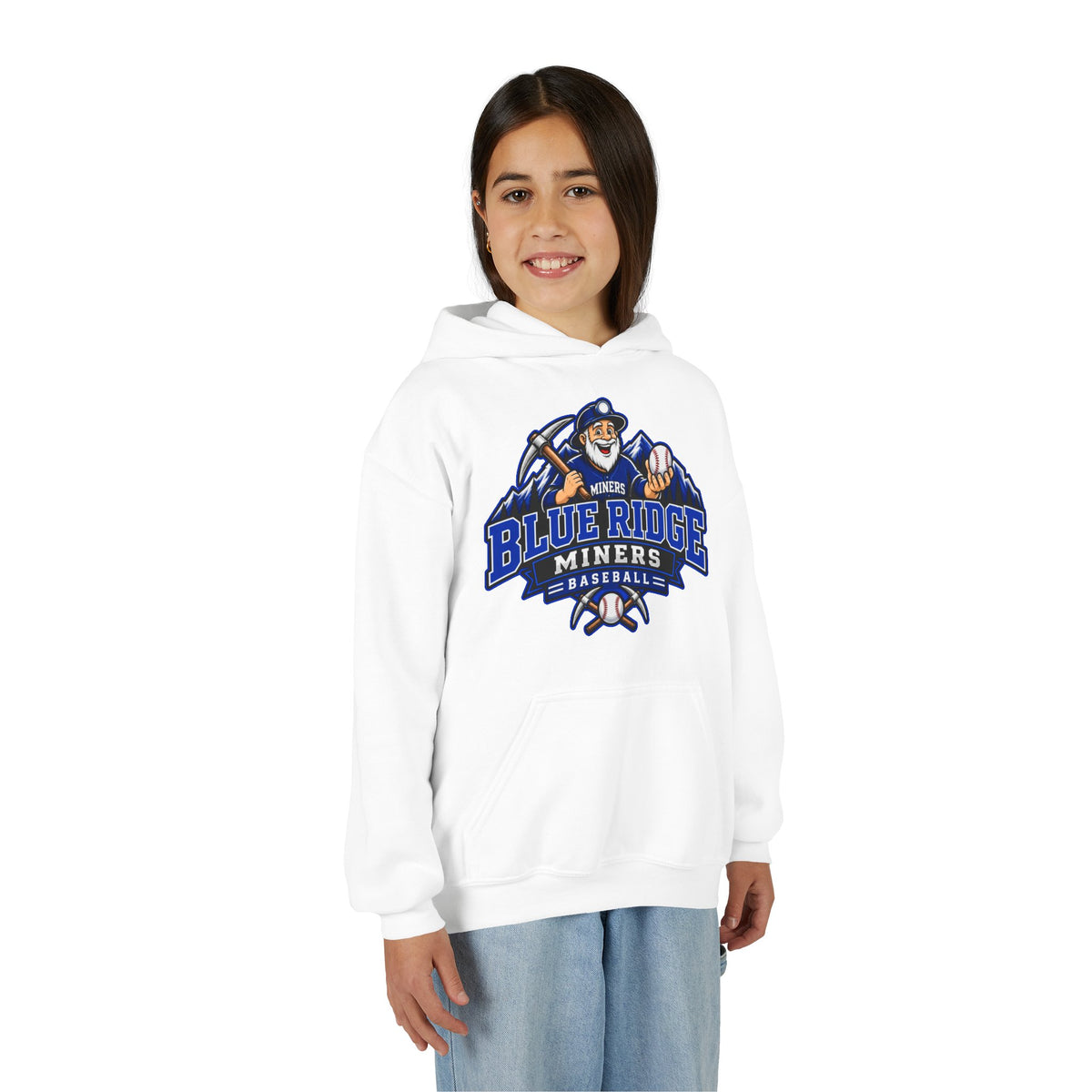 YOUTH Blue Ridge Miners Mascot Logo Hoodie