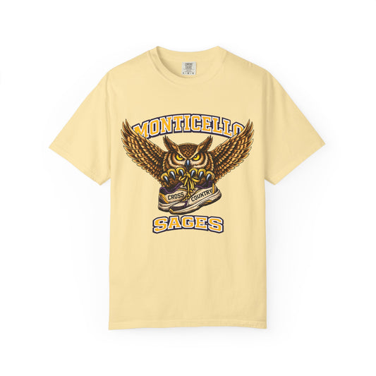 Monticello Sages Cross Country T-Shirt - Vintage Owl & Wings Team Tee
