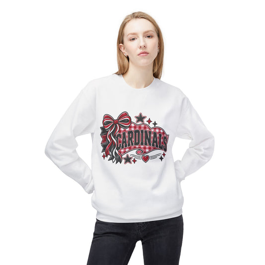 Cardinals Ribbon Crewneck Sweatshirt — Decorative Red & Black Team Graphic