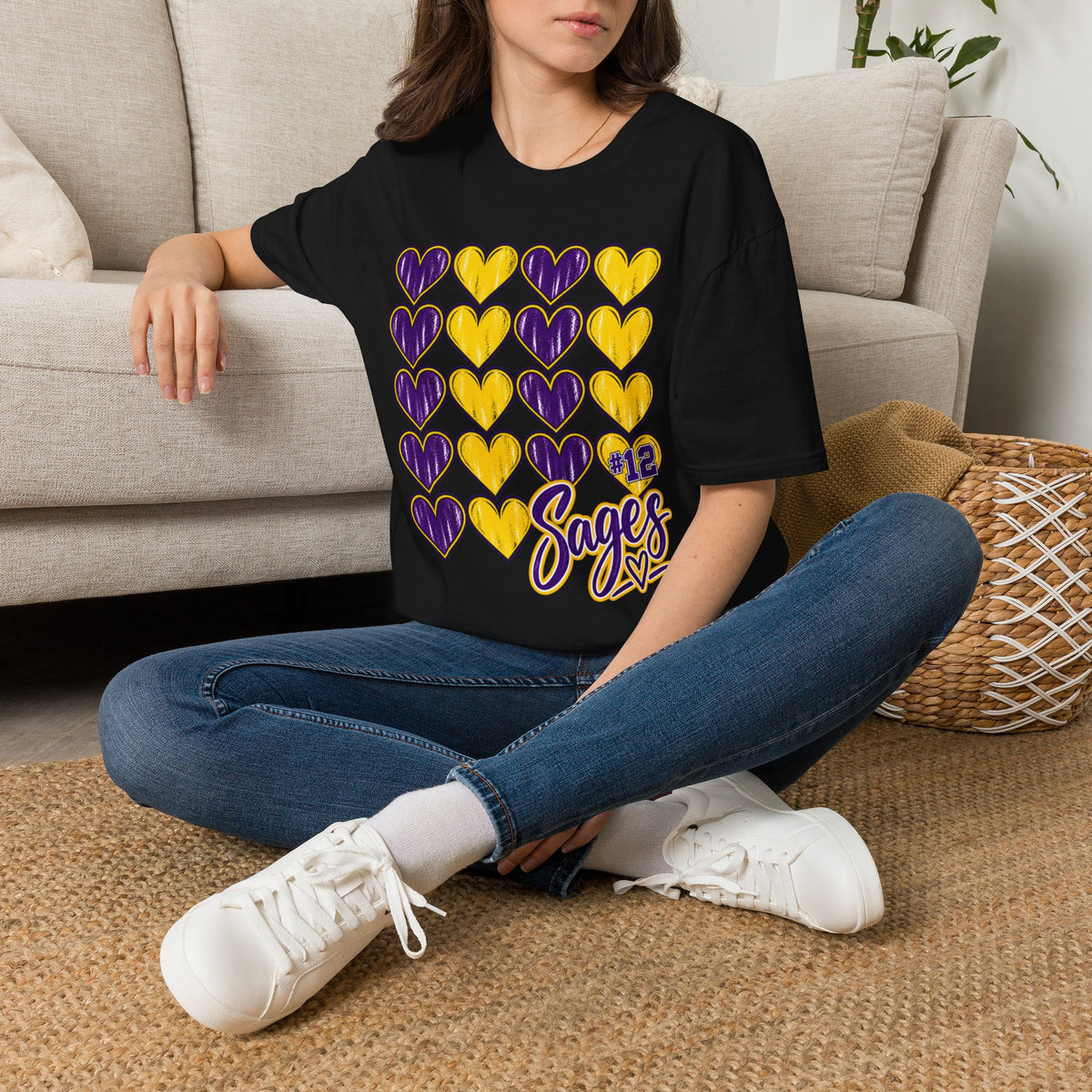 Galbo Sages Heart Grid T-Shirt — Purple & Gold #12 Team Spirit Tee