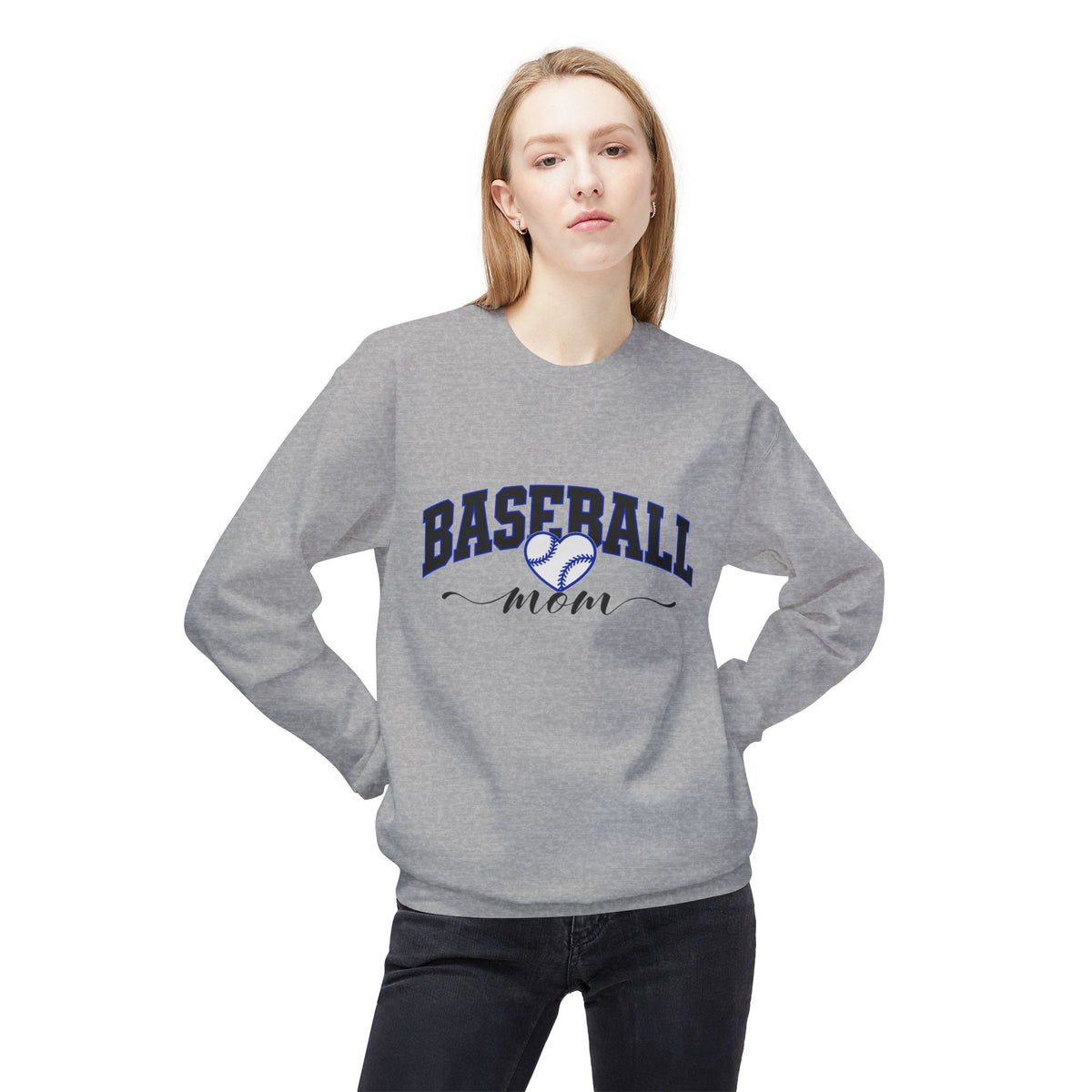 Baseball Mom Crewneck Sweatshirt – Athletic Script Heart Design