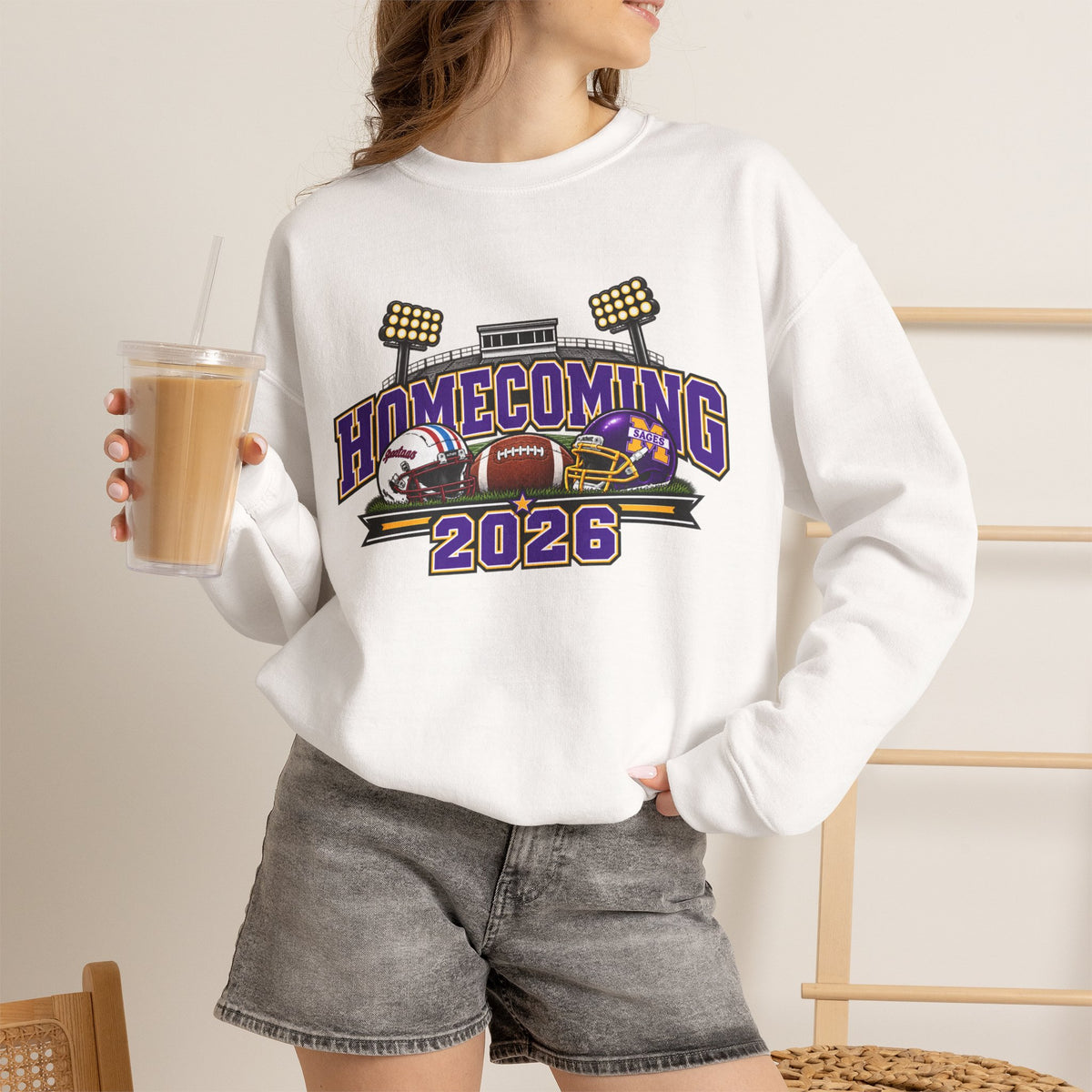 Homecoming 2026 Crewneck Sweatshirt — Football Stadium Design