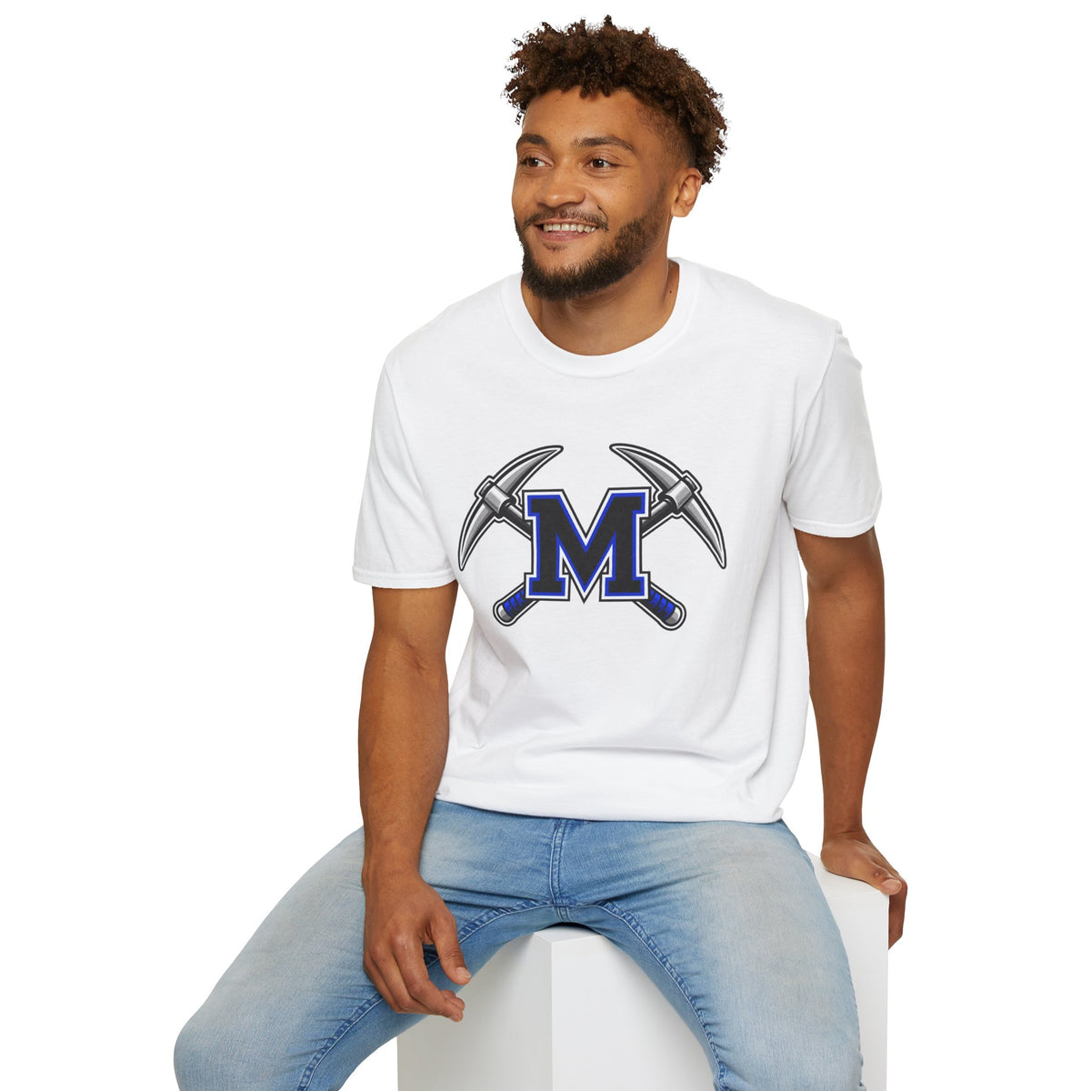 Miner M Logo T-Shirt — Crossed Pickaxes Unisex Softstyle Tee
