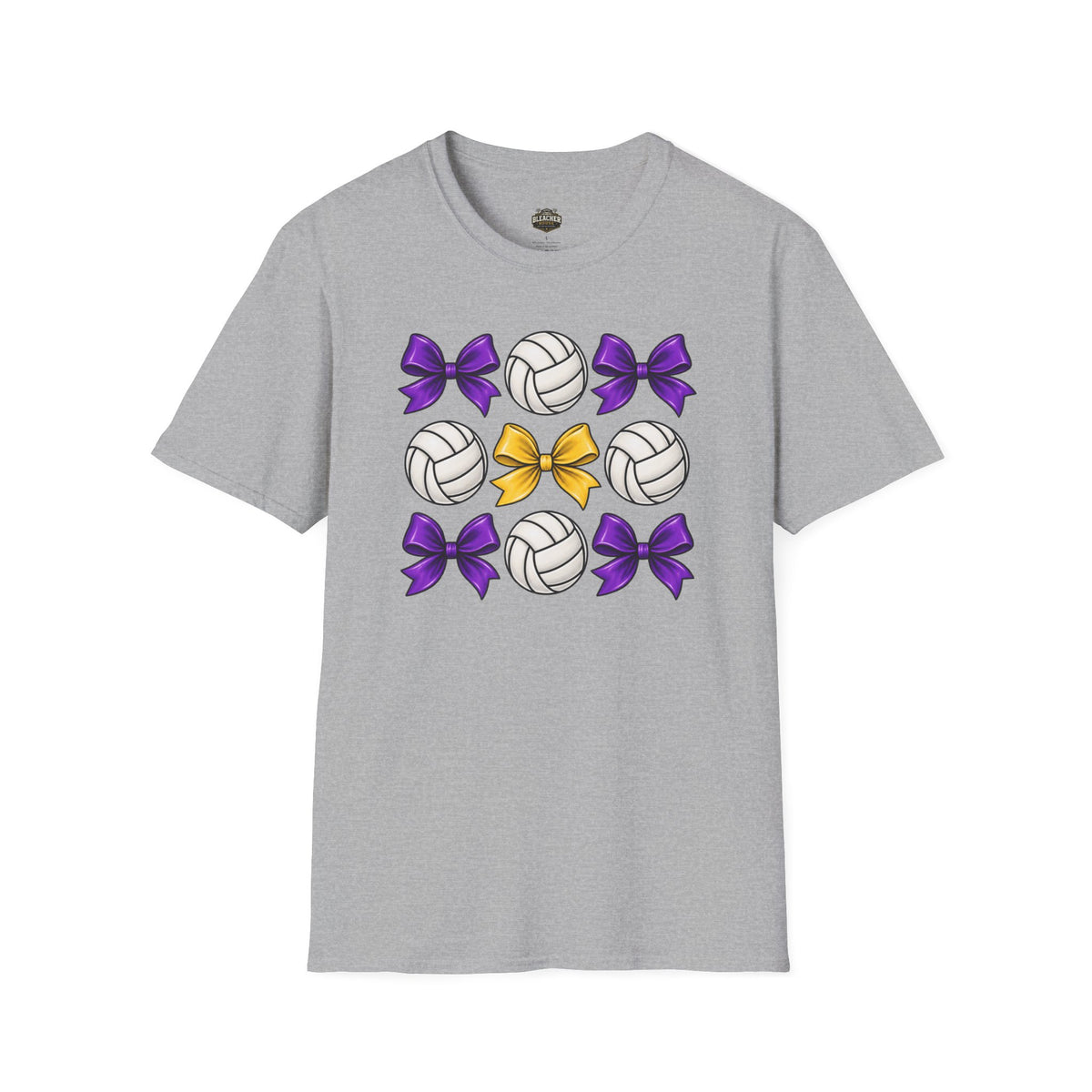 Volleyball & Bows Graphic T-Shirt — Purple & Gold Spirit Tee