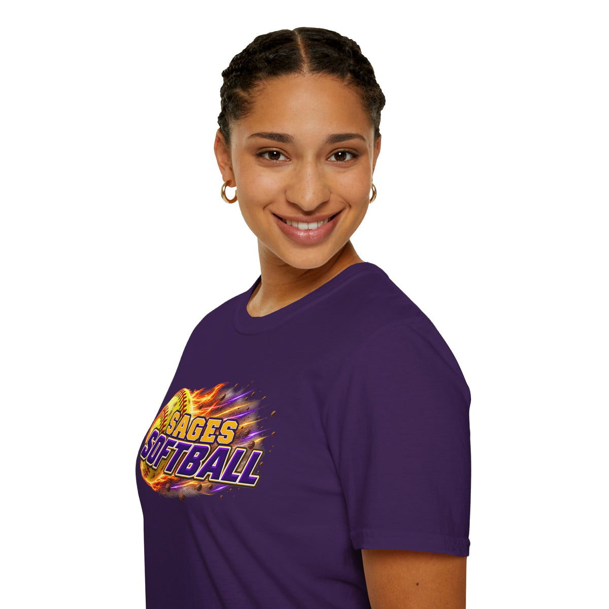 Sages Flaming Softball Graphic T‑Shirt