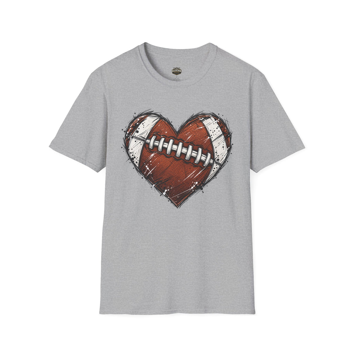 Football Heart Graphic T-Shirt — Vintage Grunge Sports Tee