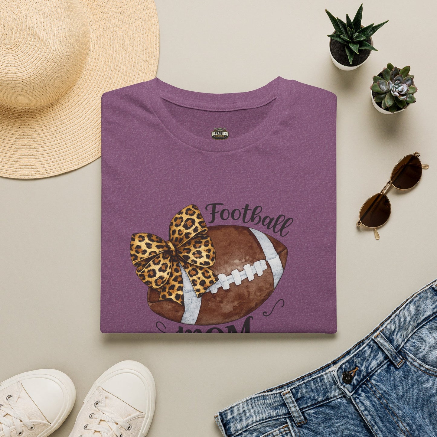 Football Mom T-Shirt — Leopard Bow Game Day Tee
