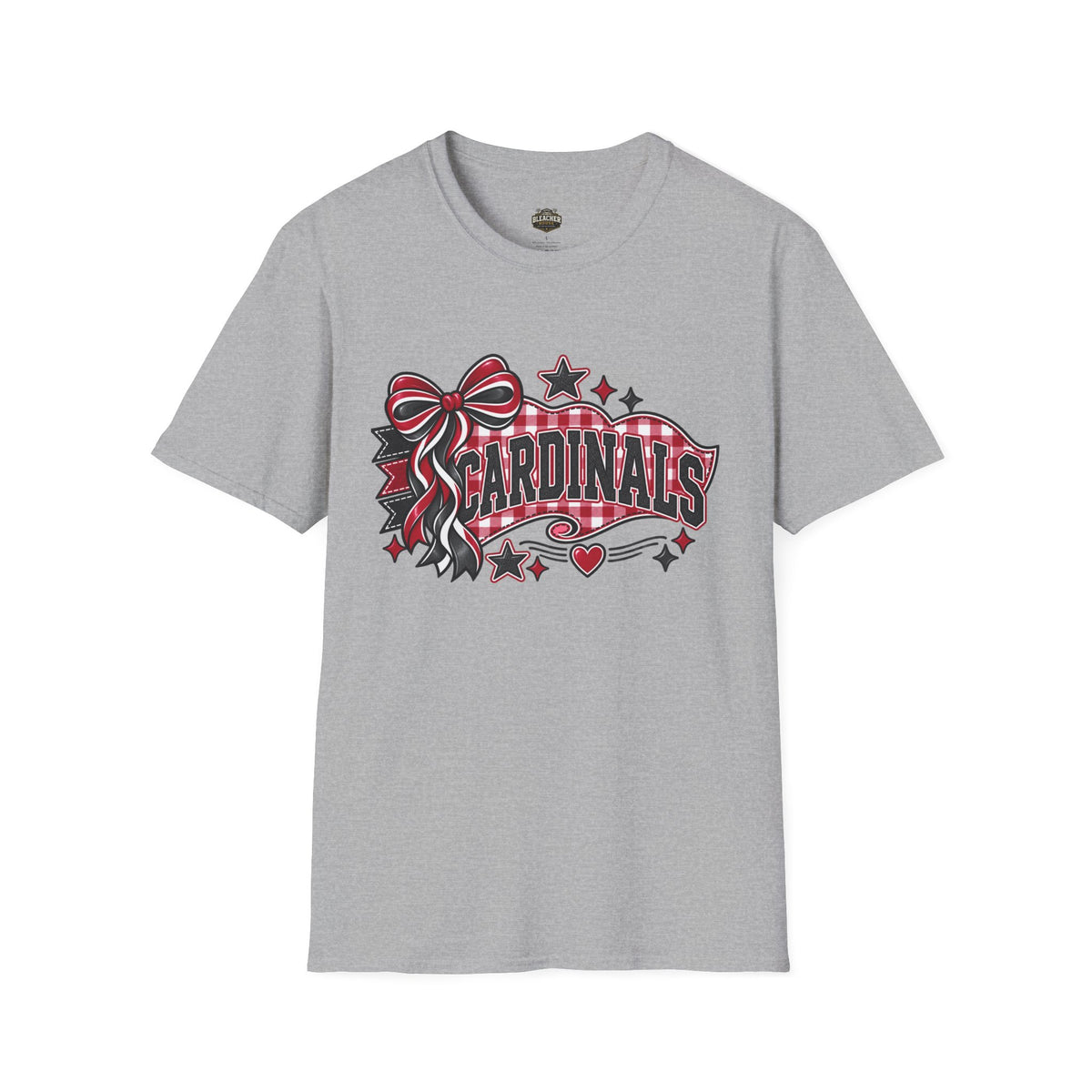 Cardinals Retro Bow T-Shirt — Cheerful Fan Tee with Stars & Heart