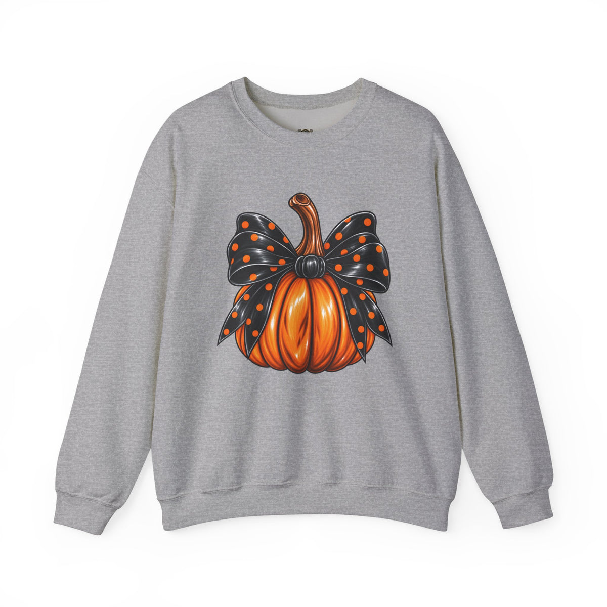 Pumpkin Bow Crewneck Sweatshirt — Cute Halloween Pumpkin Graphic