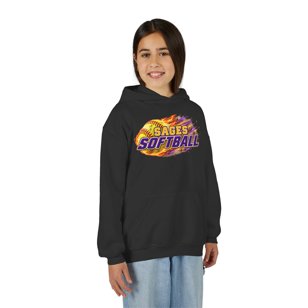 YOUTH Sages Flaming Softball Hoodie