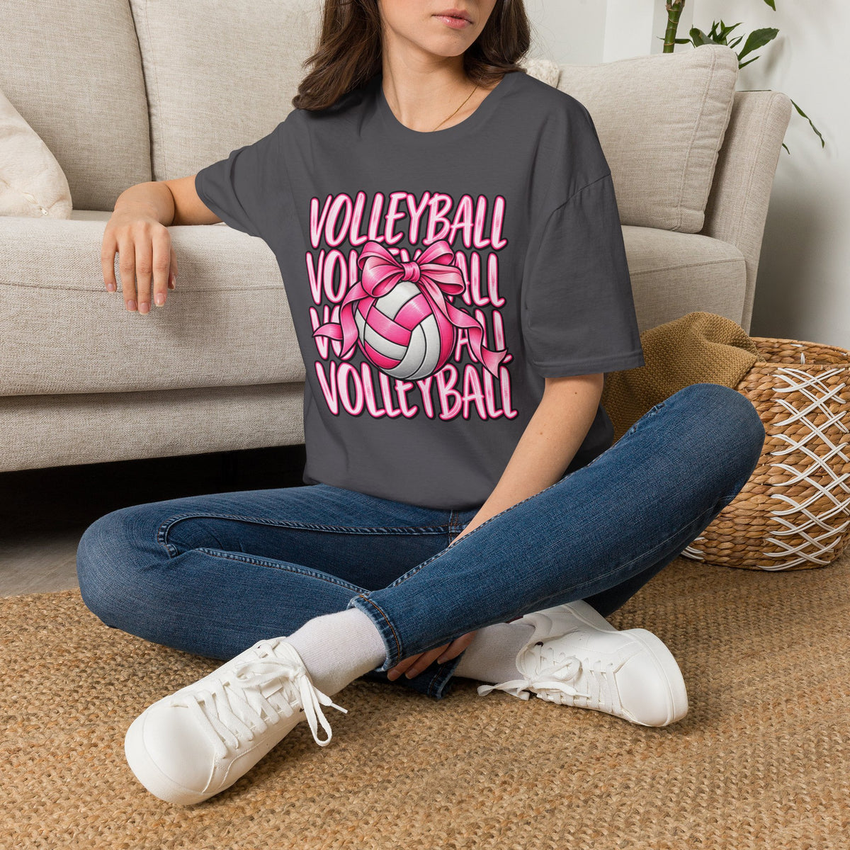 Volleyball Pink Ribbon Tee — Cute Volleyball Graphic Shirt for Players & Fans